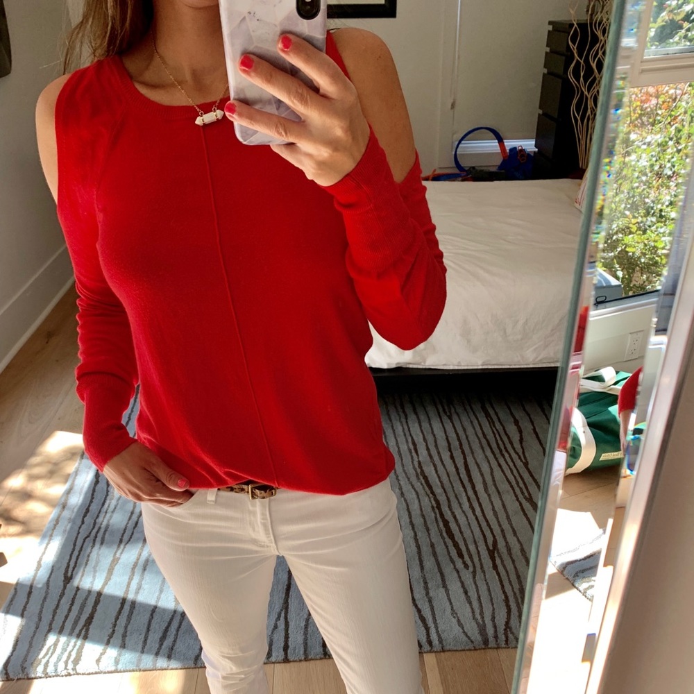 Cold shoulder light sweater
